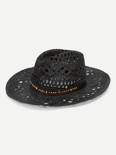 Spiked Decorated Hollow Out Panama Hat