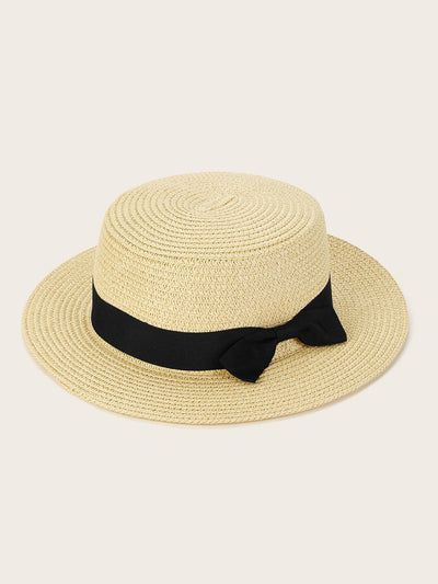 Bow Decor Flat Top Fedora