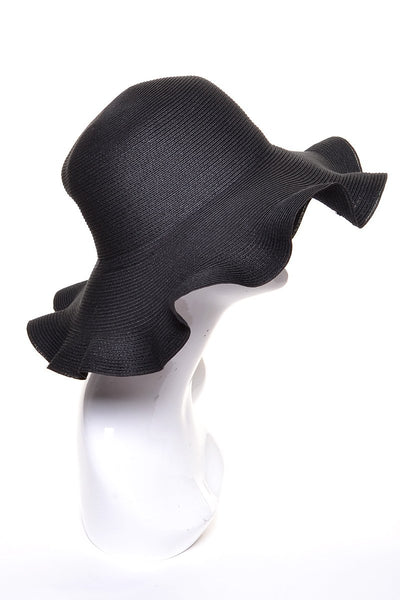 Womens Packable Ruffle Straw Beach Hat