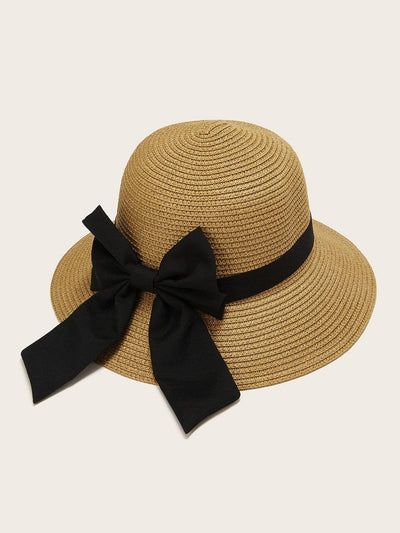 Bow Tie Decor Straw Hat