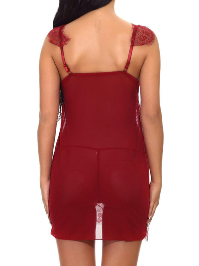 Eyelash Lace Trim Dress With Thong