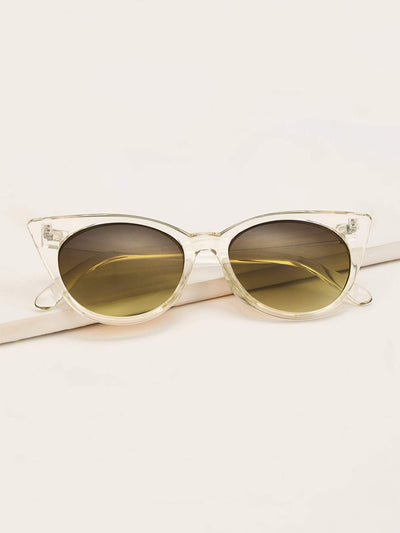 Transparent Frame Tinted Lens Cat Eye Sunglasses