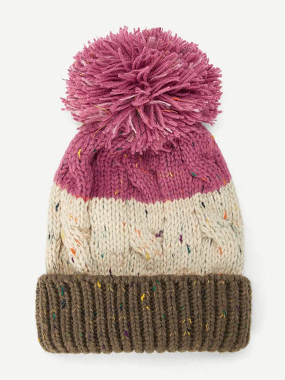 Cuffed Pom Pom Knit Hat