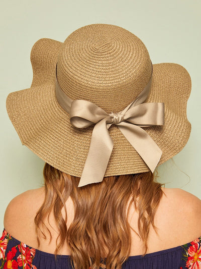Bow Knot Decor Floppy Hat