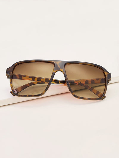 Tortoiseshell Frame Flat Lens Sunglasses