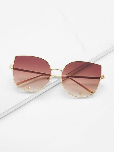 Gold Frame Brown Cat Eye Stylish Sunglasses