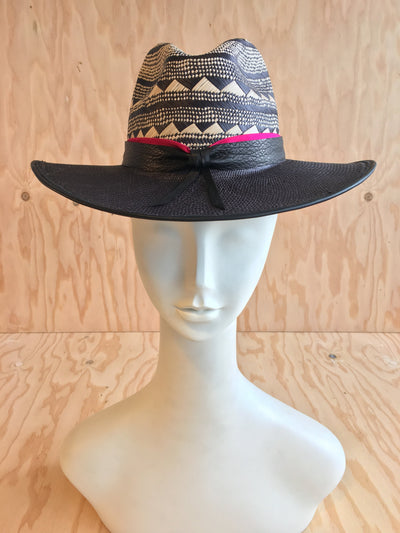 Accordion Black Brim Panama Hat