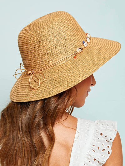 Shell & Bead Decor Floppy Hat