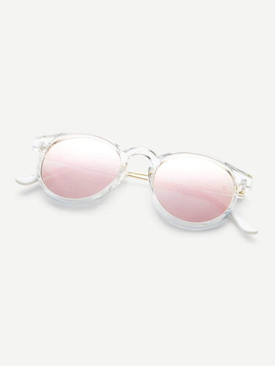 Clear Frame Mirror Lens Sunglasses