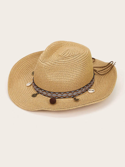 Shell Charm Bow Knot Straw Hat