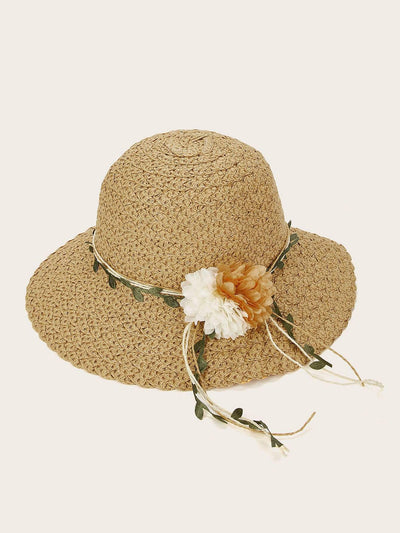 Flower & Leaf Lace Up Cloche Hat