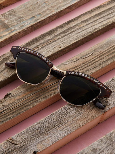 Rhinestone Crystal Clubmaster Wayfarer Sunglasses
