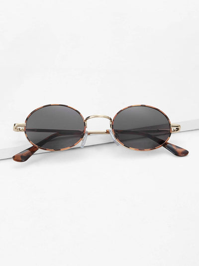 Metal Frame Oval Lens Sunglasses