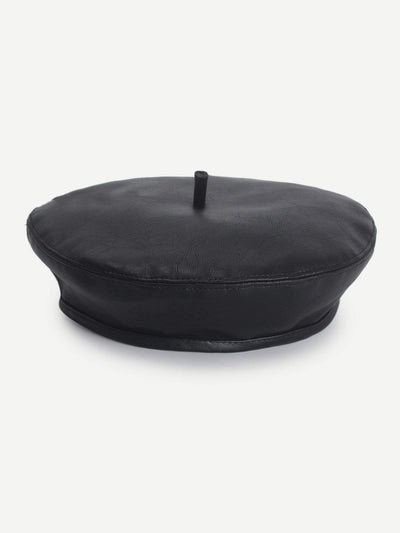 PU Plain Beret Hat