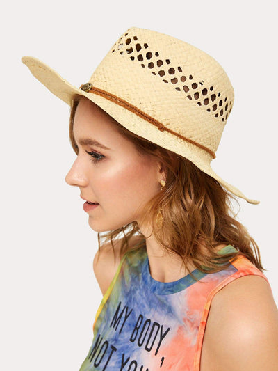 Woven Rope Decor Hollow Fedora