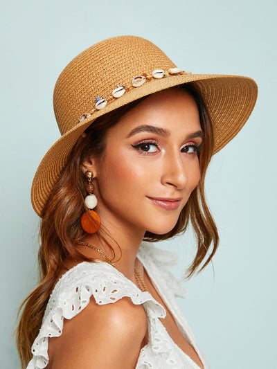Shell & Bead Decor Floppy Hat