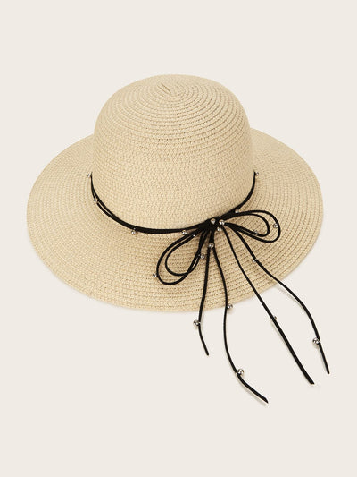 Ball & Bow Knot Decor Floppy Hat