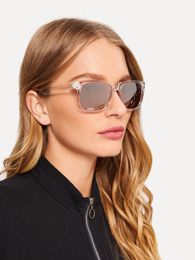 Transparent Frame Tinted Lens Sunglasses