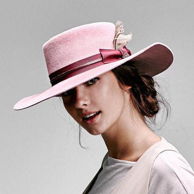 El Rosal Wide Brim Pork Pie Hat - Pink