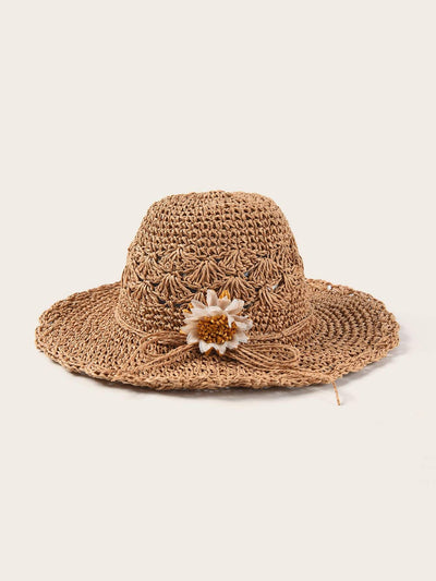 Flower & Bow Knot Decor Floppy Hat