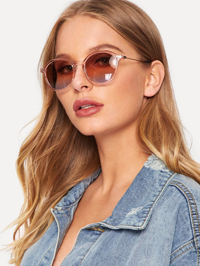 Transparent Frame Tinted Lens Sunglasses