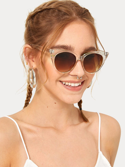 Transparent Frame Tinted Lens Cat Eye Sunglasses