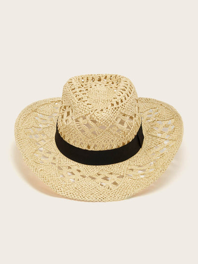 Band Decor Cut Out Straw Hat