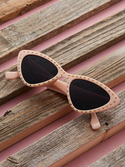 Studded Acetate Cat Eye Frame Sunglasses