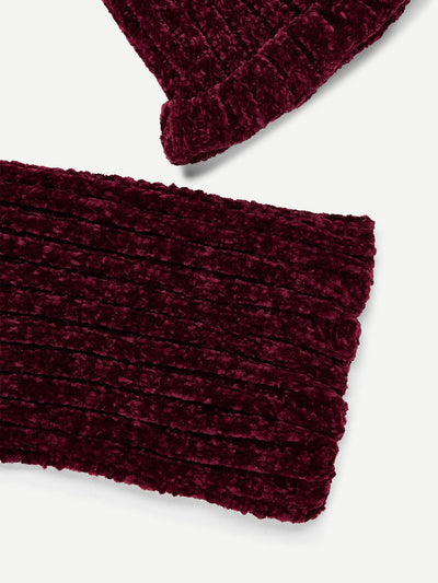 Chenille Solid Hat & Infinity Scarf 2pcs
