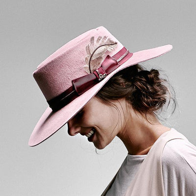 El Rosal Wide Brim Pork Pie Hat - Pink
