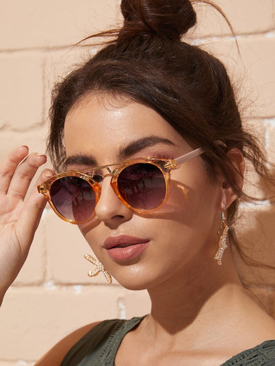 Transparent Frame Tinted Lens Sunglasses