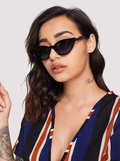 Cat Eye Flat Lens Sunglasses