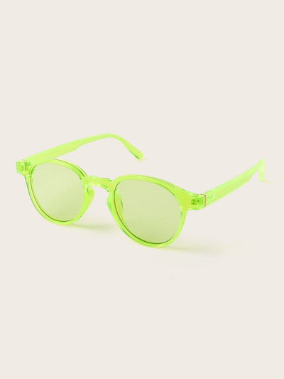Neon Green Transparent Frame Sunglasses
