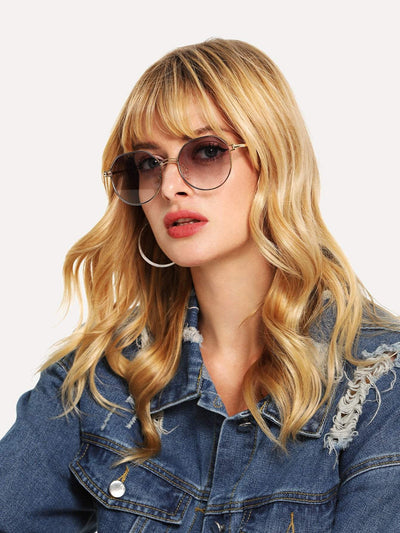 Tinted Lens Metal Frame Sunglasses