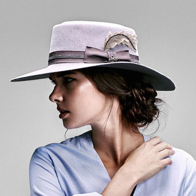 El Rosal Wide Brim Pork Pie Hat - Grey