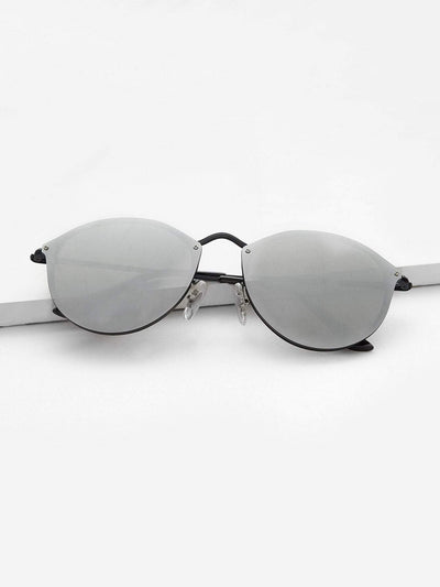 Mirror Lens Metal Frame Sunglasses