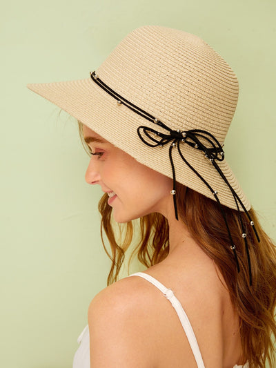 Ball & Bow Knot Decor Floppy Hat