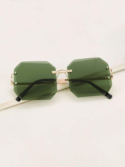 Rimless Square Lens Sunglasses
