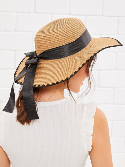 Bow Trim Floppy Hat