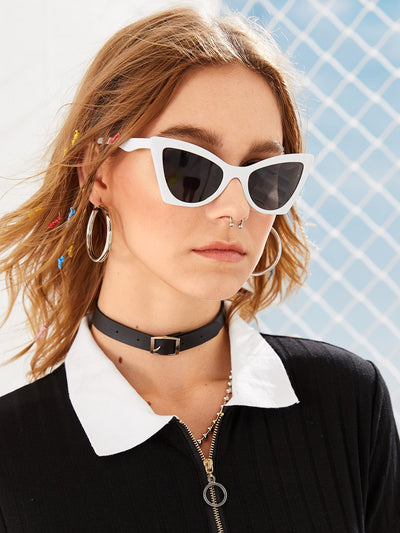 Cat Eye Flat Lens Sunglasses