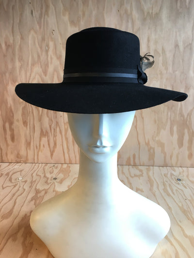El Rosal Wide Brim Pork Pie Hat - Black