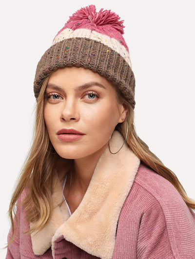 Cuffed Pom Pom Knit Hat