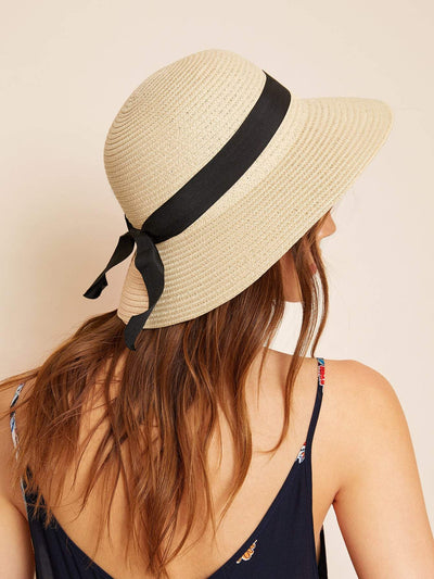 Self Tie Band Decor Floppy Hat