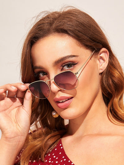 Metal Frame Flat Lens Sunglasses