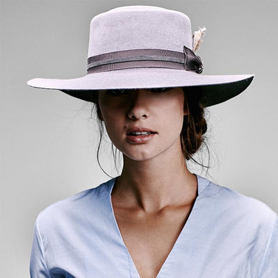 El Rosal Wide Brim Pork Pie Hat - Grey
