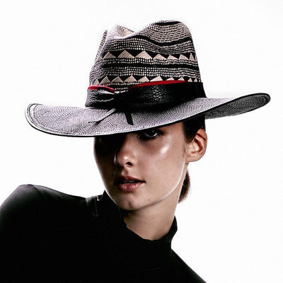 Accordion Black Brim Panama Hat