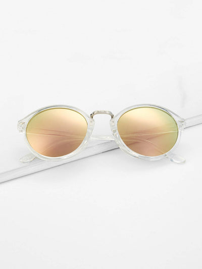 Clear Frame Mirror Lens Sunglasses