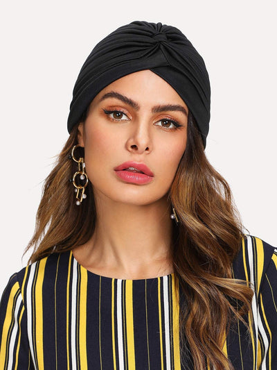 Pleated Plain Turban Hat