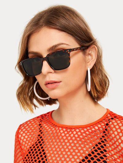 Tortoiseshell Frame Flat Lens Sunglasses