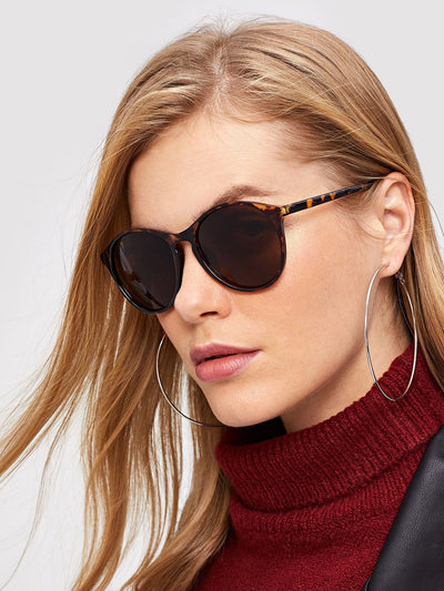 Tortoiseshell Frame Flat Lens Sunglasses